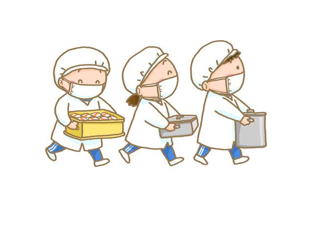 給食当番の子供たちが配ってくれます。