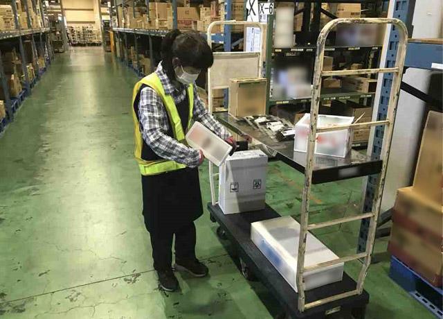 大手薬局商品を出荷先ごとに仕分ける作業です。