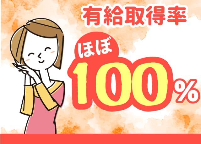 有休取得率、ほぼ100％です。