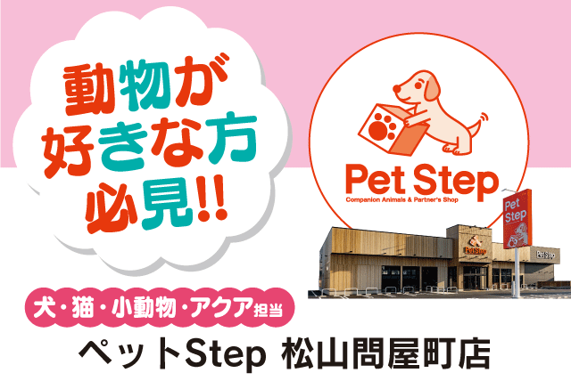 ペットの販売・接客 経験不問 性別不問 週5日程度 パート｜ペットStep 松山問屋町店｜愛媛県松山市問屋町